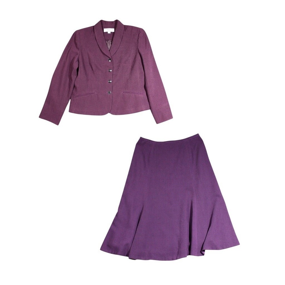Sag‎ Harbor Womens 18 Plum Purple 2 Piece Skirt Suit Set Blazer A-Line Skirt